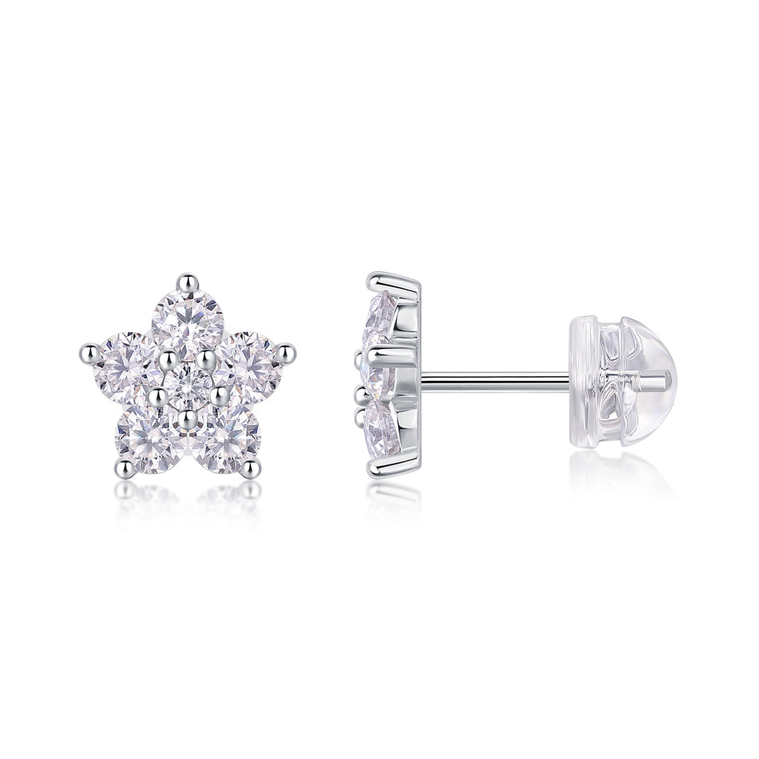 1Paris Flower - Fashionable And Luxurious Diamond Jewelry Set With Moissanite S925 Sterling Silver And Platinum-plated Stud Earrings Prohibit Tk Sales