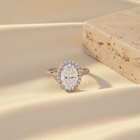 The Luna Solitaire Ring, Sterling Silver