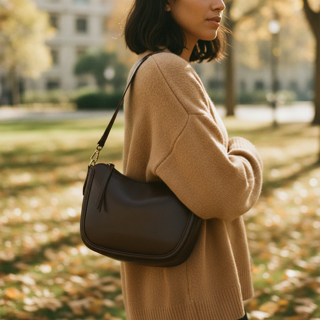 The Luna Crescent Bag, Vegetable-Tanned Cowhide