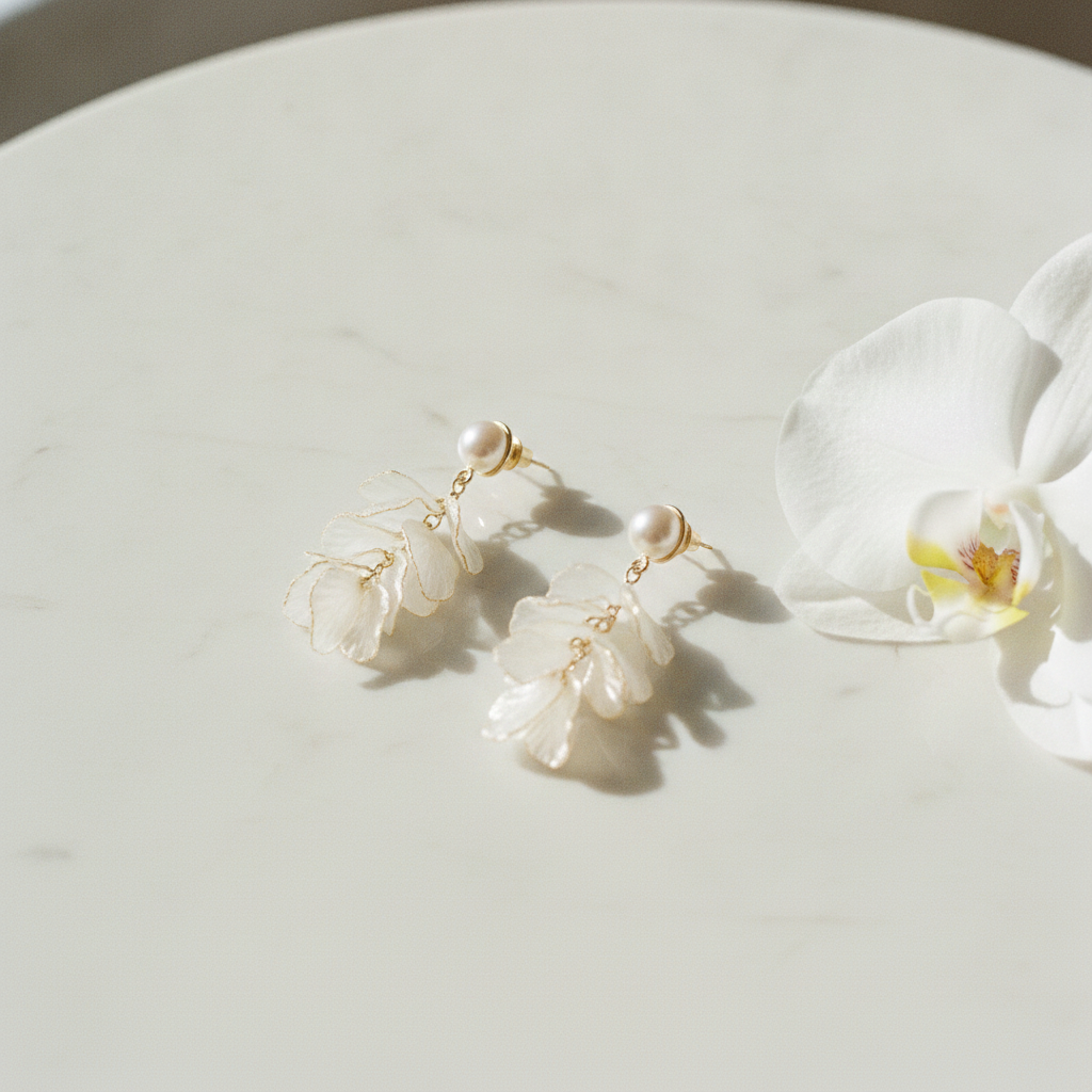 The Petal Drop Earrings, Pearl