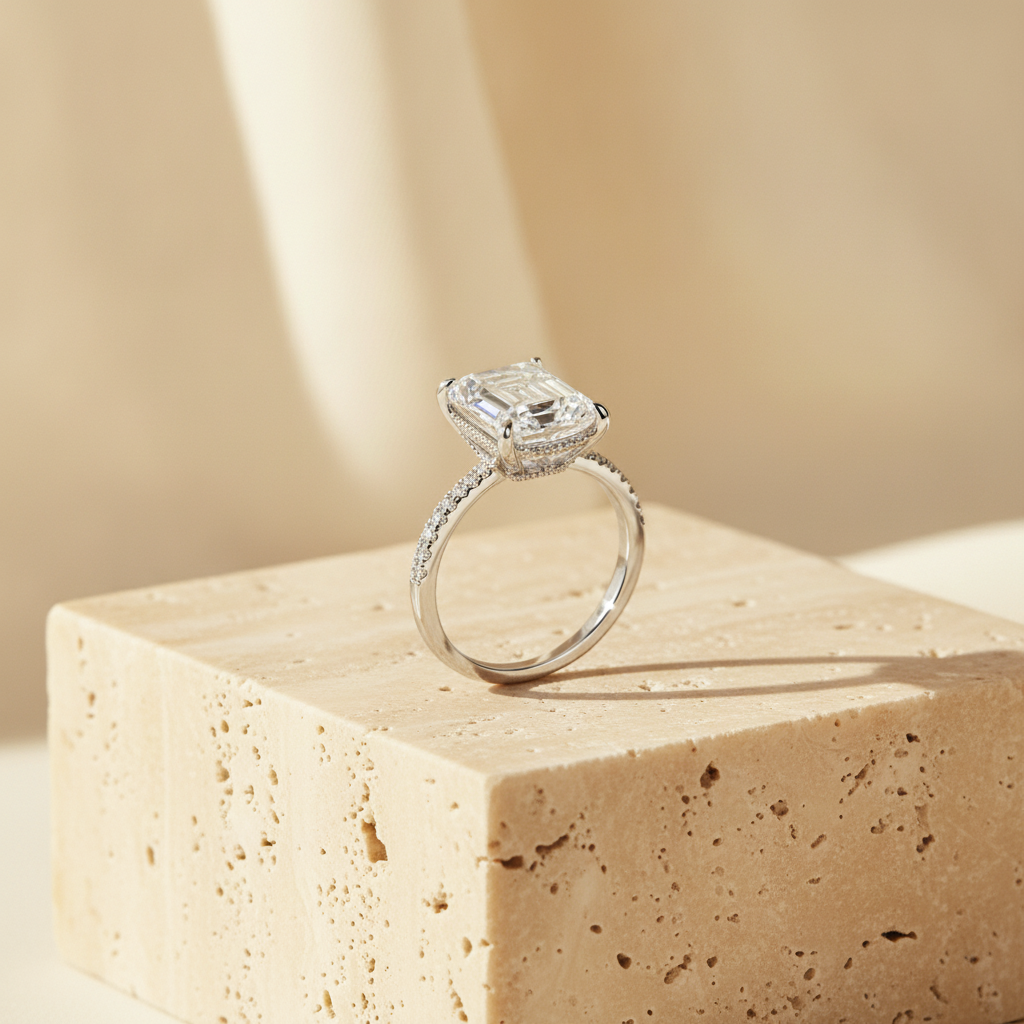The Iris Solitaire Ring, Sterling Silver