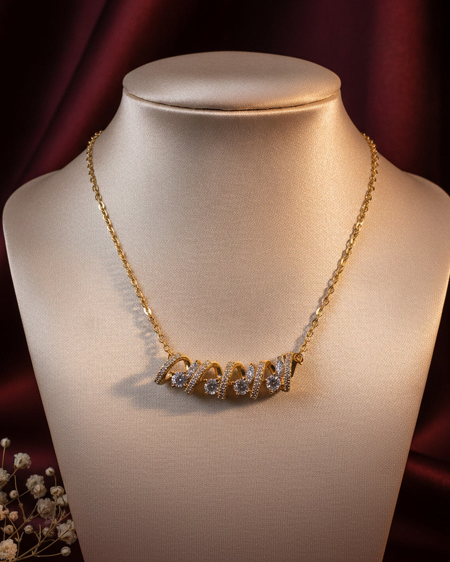 The Seraphine Wave Necklace, Moissanite — Clariva