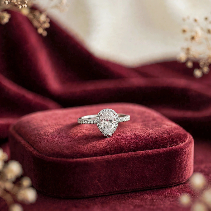 Celeste Pear Moissanite Ring