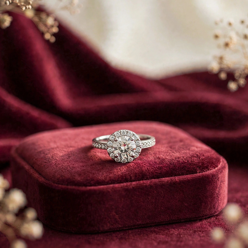 Mirabelle Halo Moissanite Ring