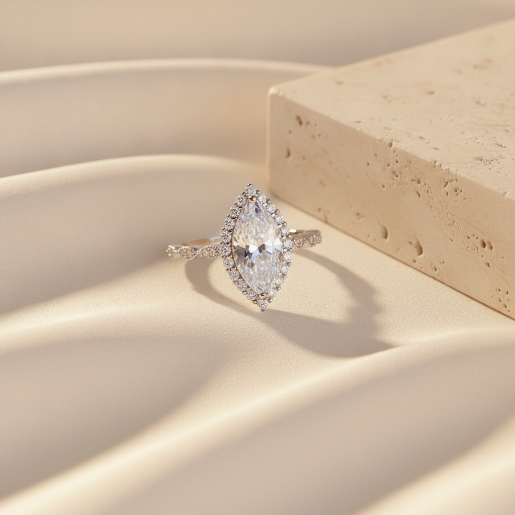The Estella Solitaire Ring, Sterling Silver
