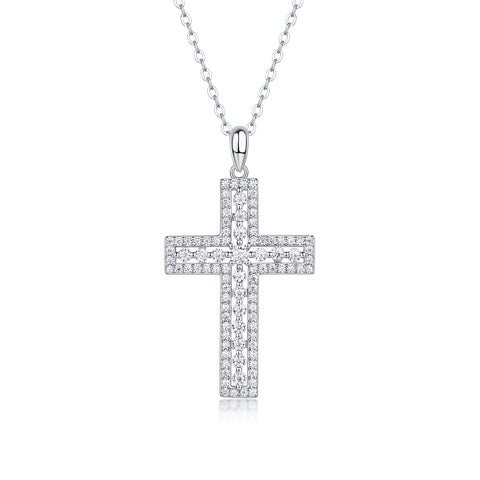 1Shelter - Fashionable Jewelry Pendant Set With Moissanite S925 Sterling Silver And Platinum-plated Cross Diamond, Moissanite Silver Jewelry Prohibit Tk Sales