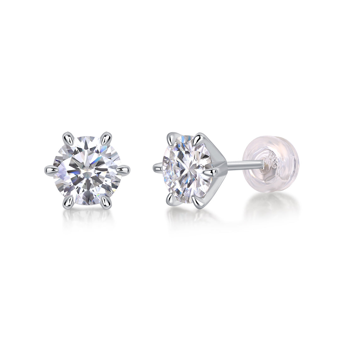 1Guardian Classic Six Claw Luxury Fashion Diamond Earrings Stud Set Mosan Diamond Silver Jewelry Prohibit Tk Sales