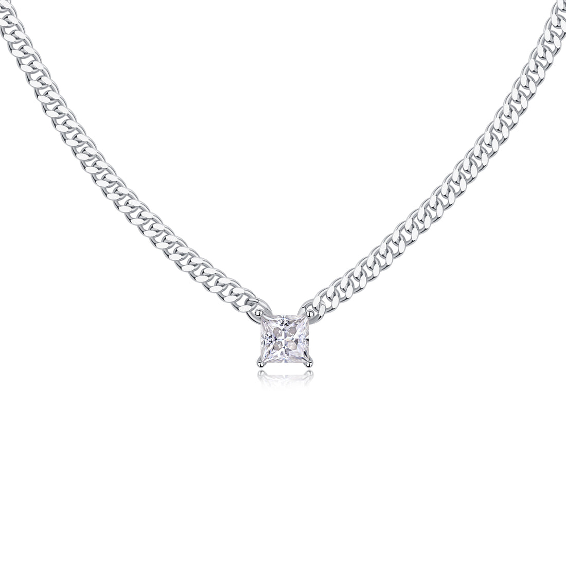 1Zhang Yang - A Fashionable And Luxurious Diamond Jewelry Pendant Set With Square Moissanite S925 Sterling Silver Prohibit Tk Sales