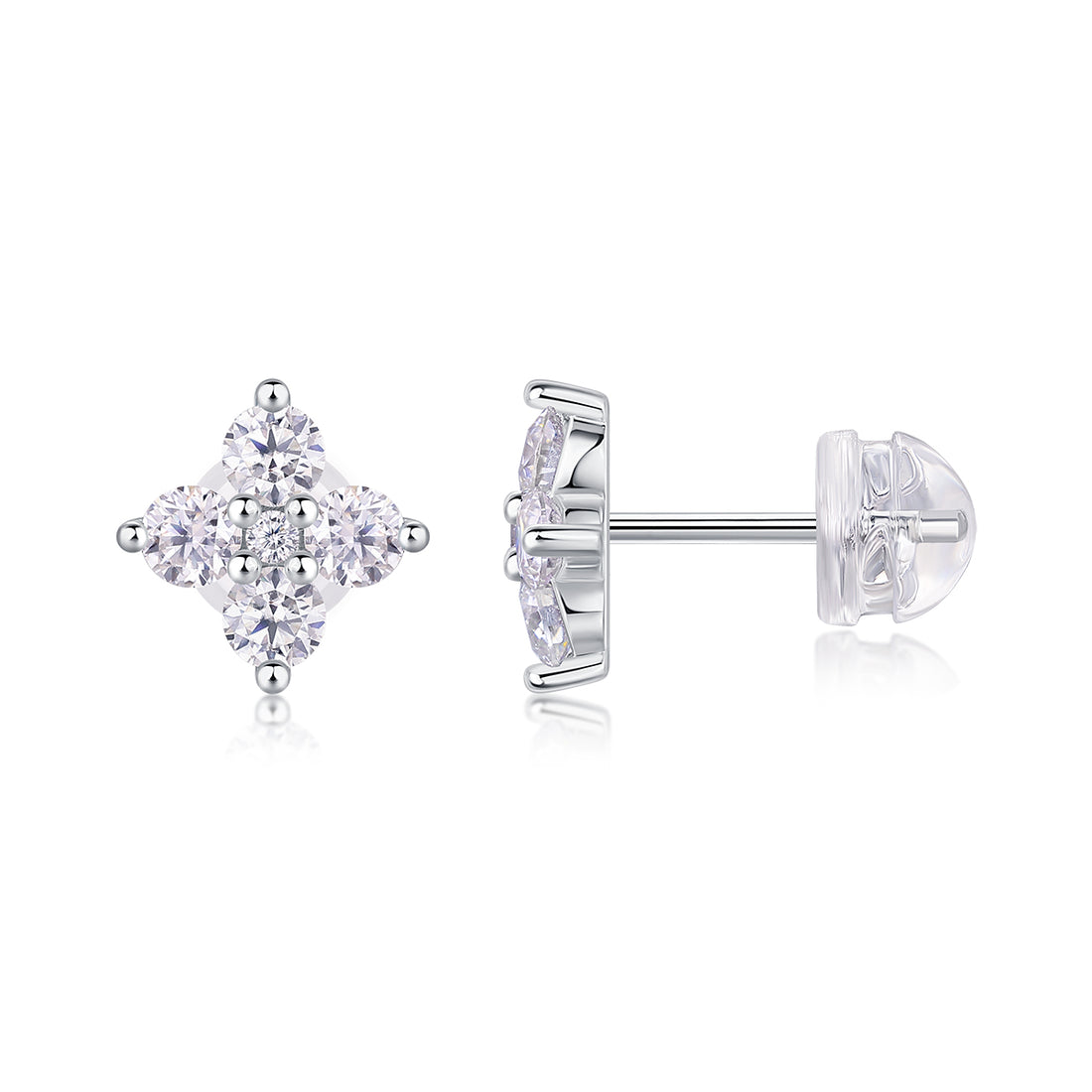 1Sweetheart French - Fashionable And Luxurious Diamond Jewelry Set With Moissanite S925 Sterling Silver And Platinum-plated Stud Earrings Prohibit TikTok sales