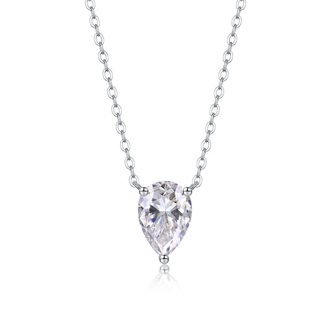 1Water Drop - Fashionable Jewelry Pendant Set With Moissanite S925 Sterling Silver And Platinum-plated Diamond, Moissanite Silver Jewelry Prohibit Tk Sales