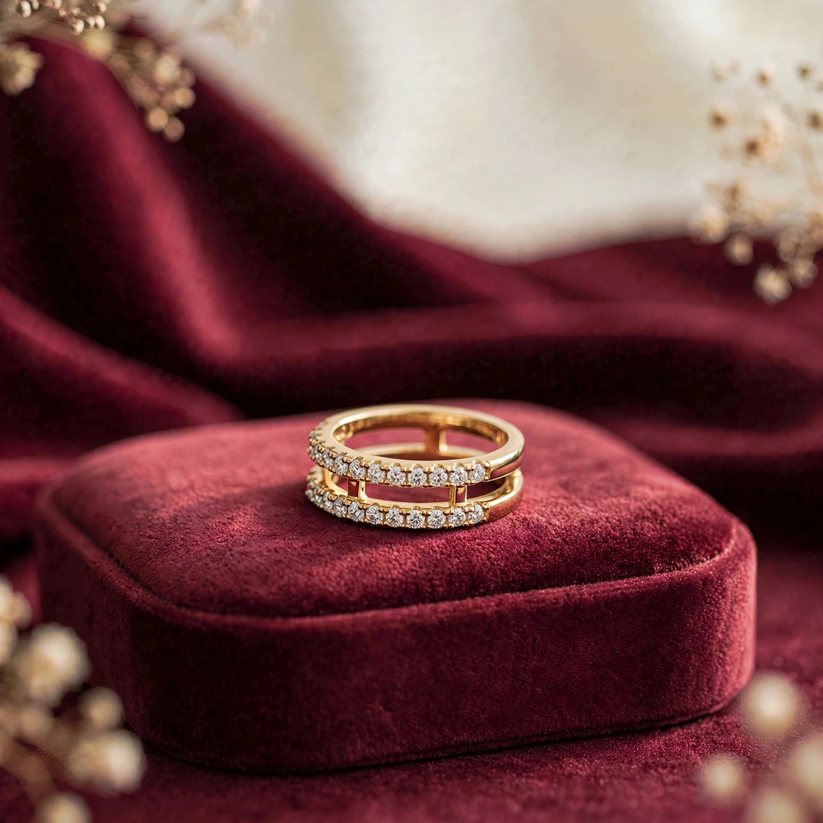 Perrine Double Layer Moissanite Band